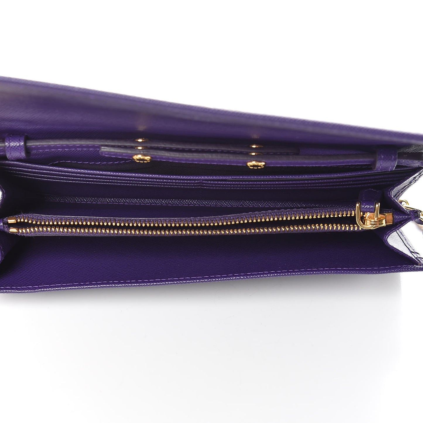 Saffiano Metal Oro Chain Wallet Viola