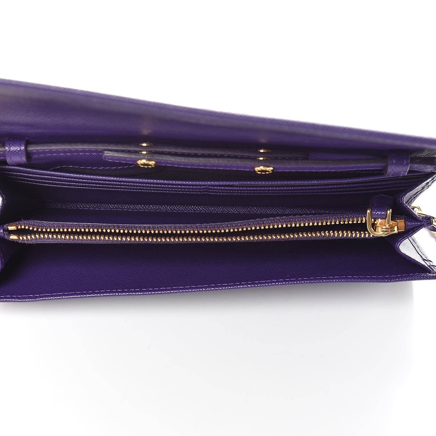 Prada Saffiano Metal Oro Chain Wallet Viola 5 of 11