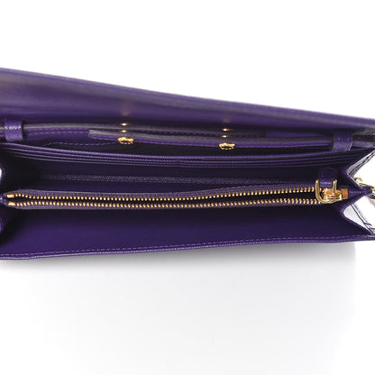 Prada Saffiano Metal Oro Chain Wallet Viola 5 of 11