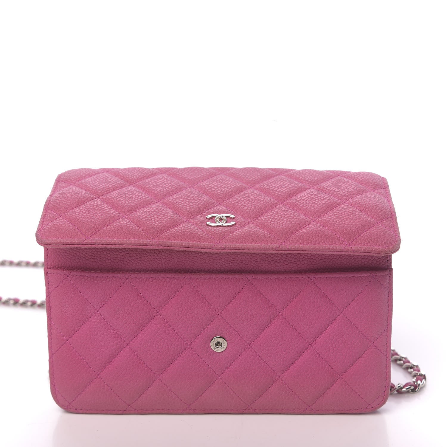 Chanel Iridescent Caviar Quilted Wallet on Chain WOC Pink 12 of 15