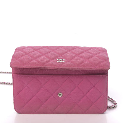 Chanel Iridescent Caviar Quilted Wallet on Chain WOC Pink 12 of 15