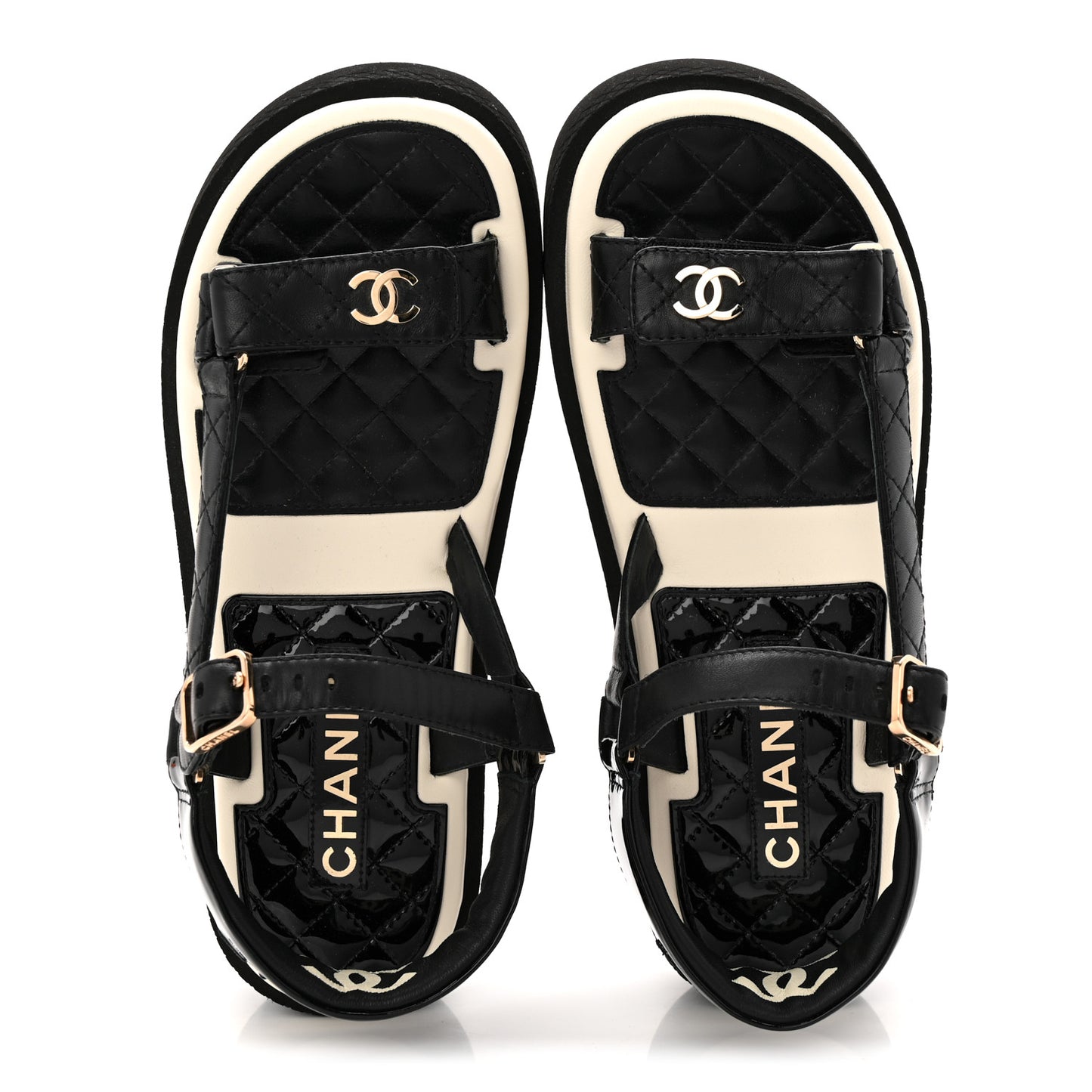 Lambskin Logo Platform Sandals 38 Black White
