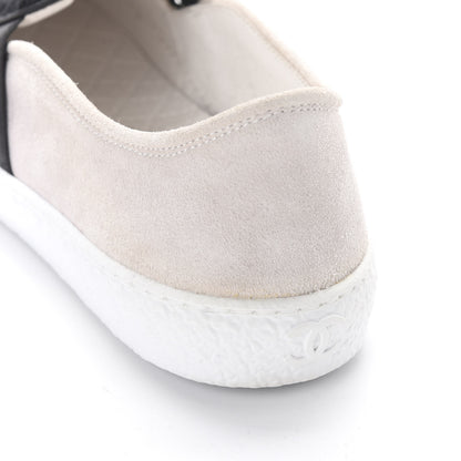 Chanel Suede Calfskin Tweed Sneakers 38.5 Black White 10 of 10