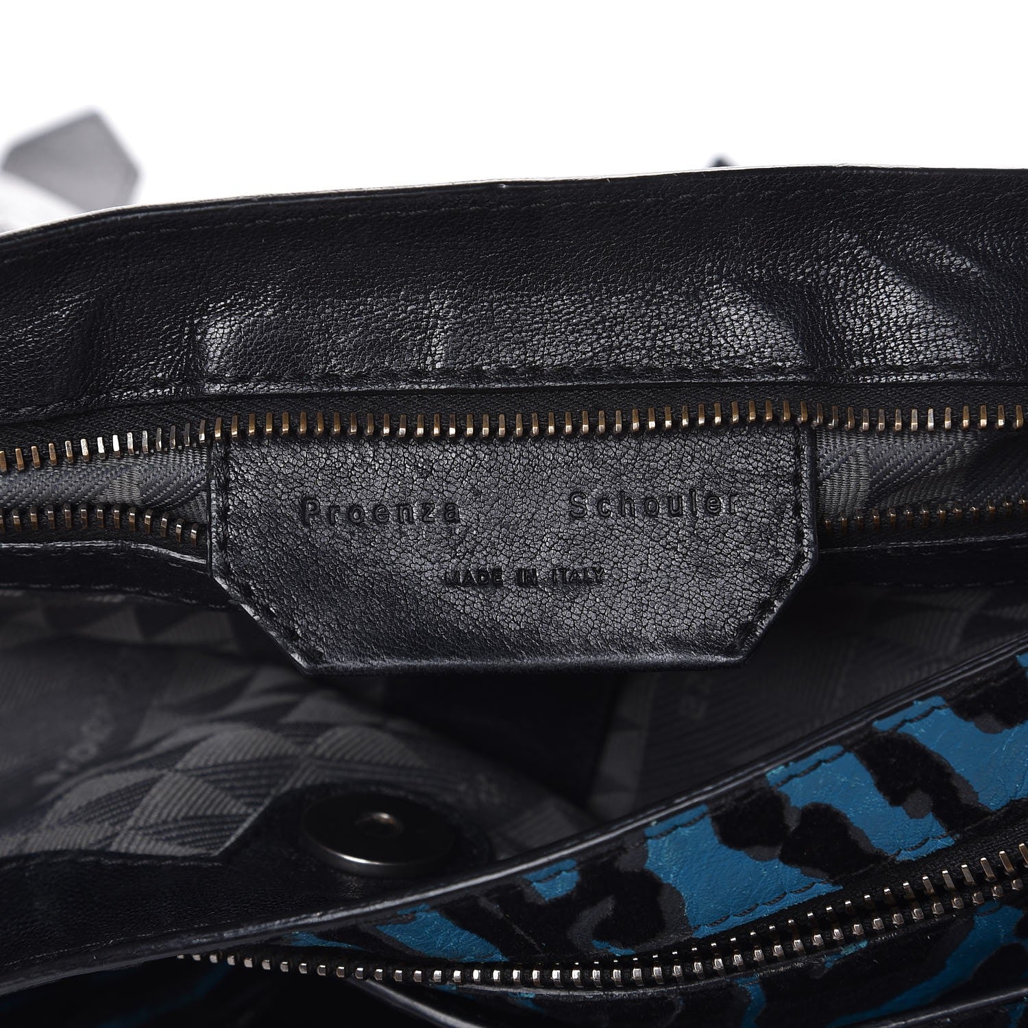 Proenza Schouler Lambskin Velvet Medium Woodgrain PS1 Satchel Teal Black 7 of 17