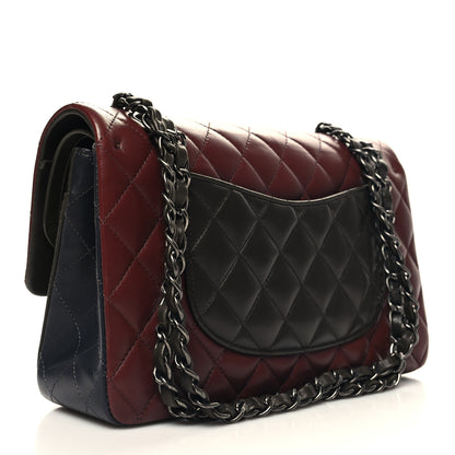 Chanel Lambskin Quilted Tri-Color Medium Double Flap Burgundy 3 of 12
