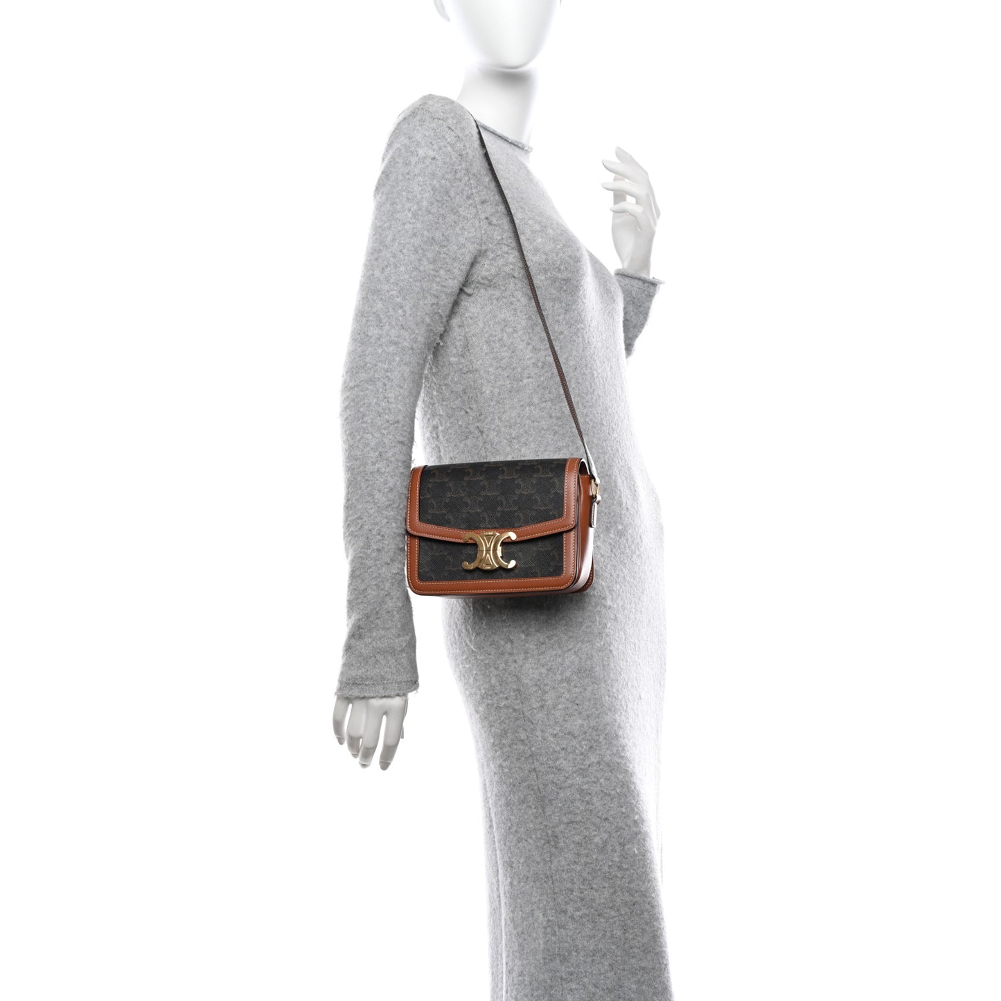 Calfskin Triomphe Canvas Teen Triomphe Bag Tan