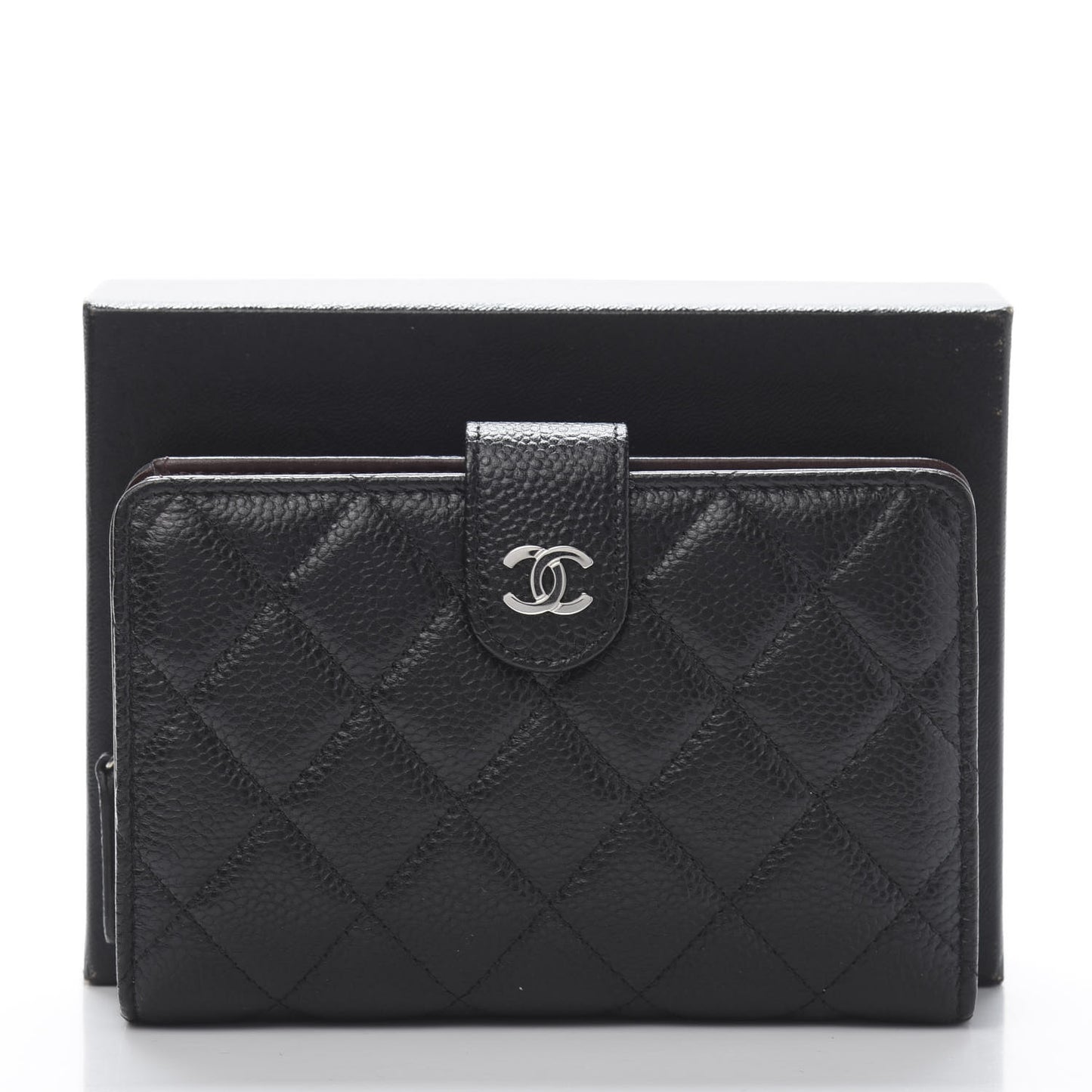 Caviar Quilted Zipped Pocket Wallet Black