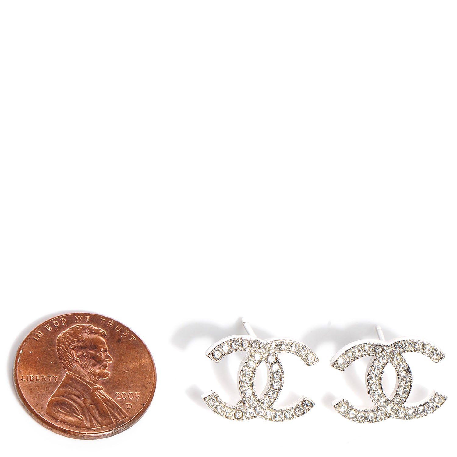 Chanel Crystal CC Earrings Silver 2 of 4
