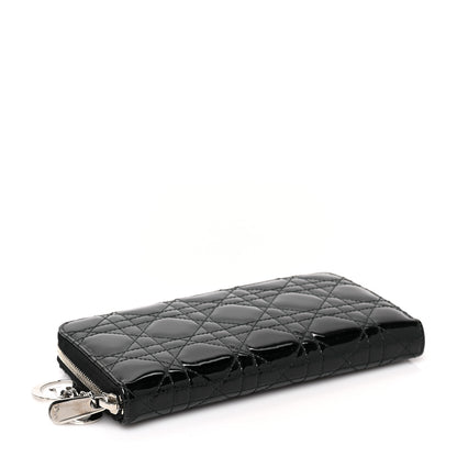 Christian Dior Patent Cannage Lady Dior Continental Zip Wallet Black 4 of 8