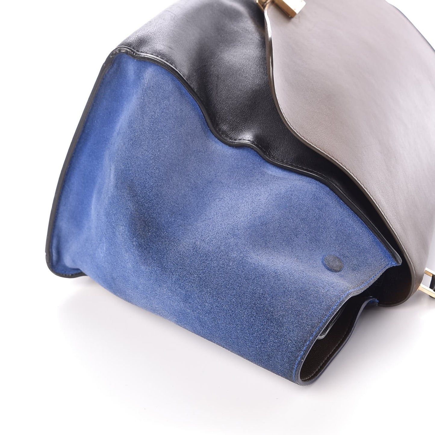 Calfskin Suede Large Tri-Color Trapeze Cobalt