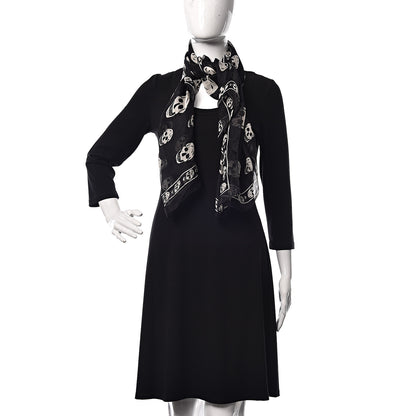 Alexander McQueen Silk Chiffon Skull Scarf Black Ivory 2 of 5
