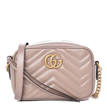 Gucci Calfskin Matelasse Mini GG Marmont Chain Shoulder Bag Porcelain Rose 1 of 9