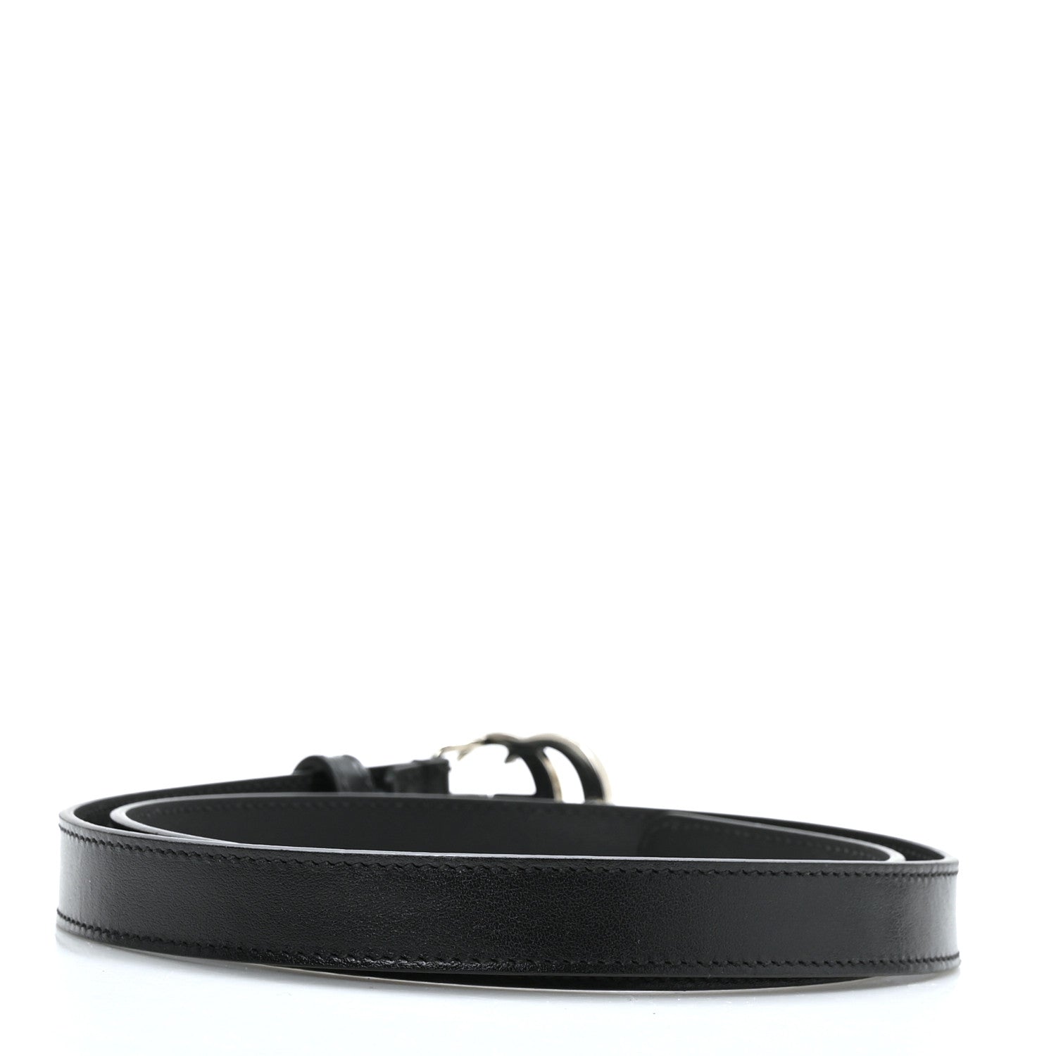Gucci Plutone Calfskin Palladium Double G 20mm Belt 80 32 Black 2 of 5