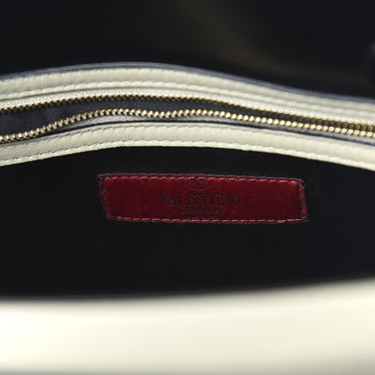 Valentino Garavani Nappa Striped Medium My Rockstud Frame Bag Black Light Ivory 8 of 13
