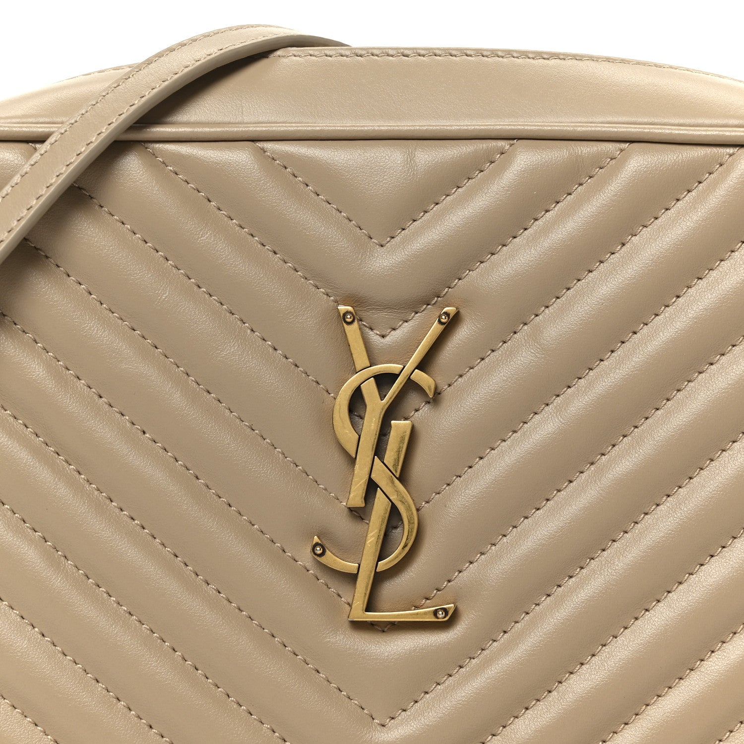 Saint Laurent Calfskin Matelasse Monogram Lou Camera Bag Dark Beige 8 of 10