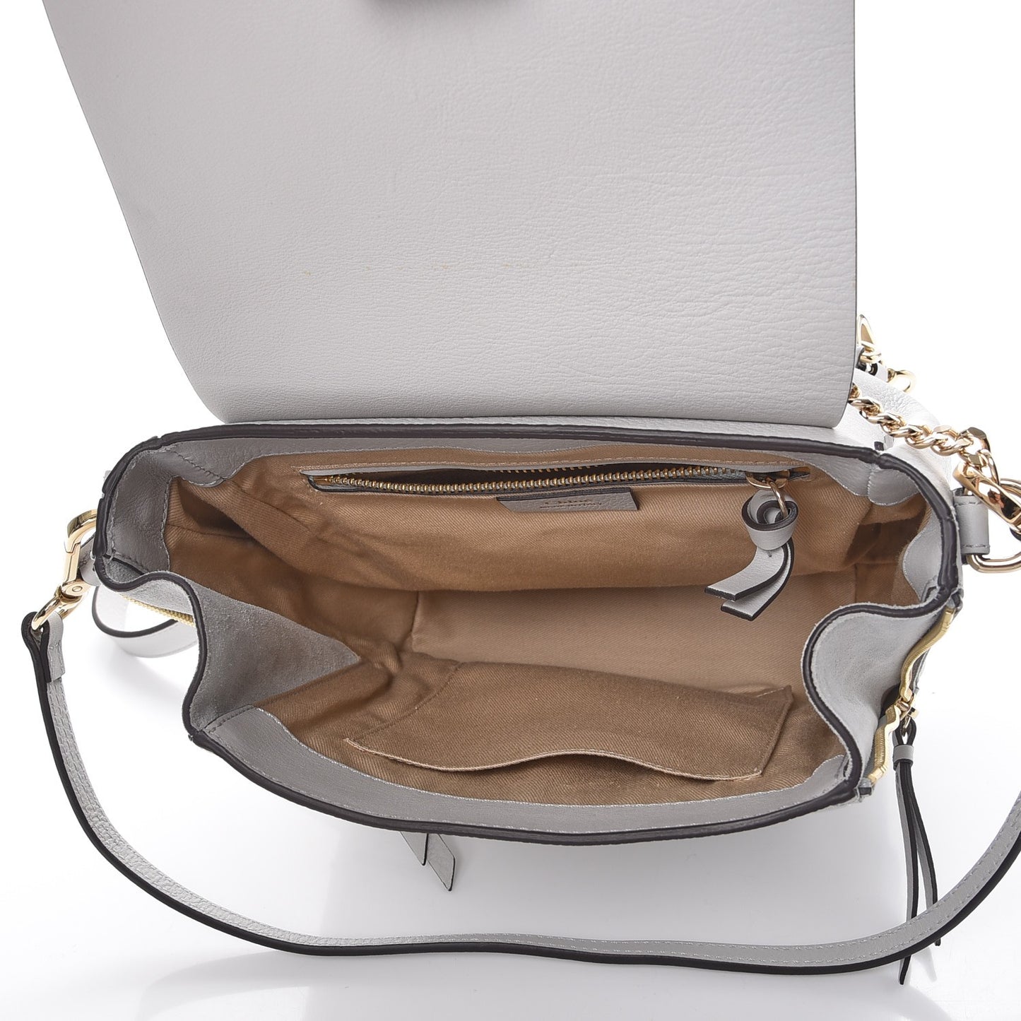 Suede Calfskin Small Faye Backpack Airy Grey