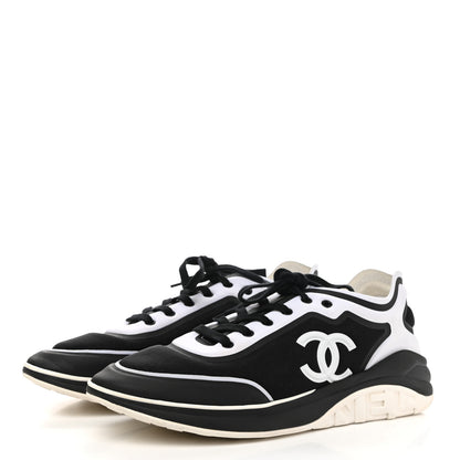Chanel Mesh Lycra Thermoplastic Mens Sneakers 46 Black White 3 of 7