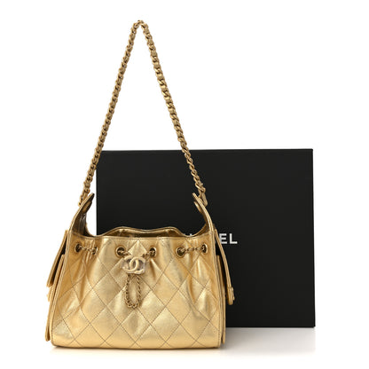 Chanel Metallic Caviar Quilted Mini Chanel 25 Handbag Gold 11 of 11