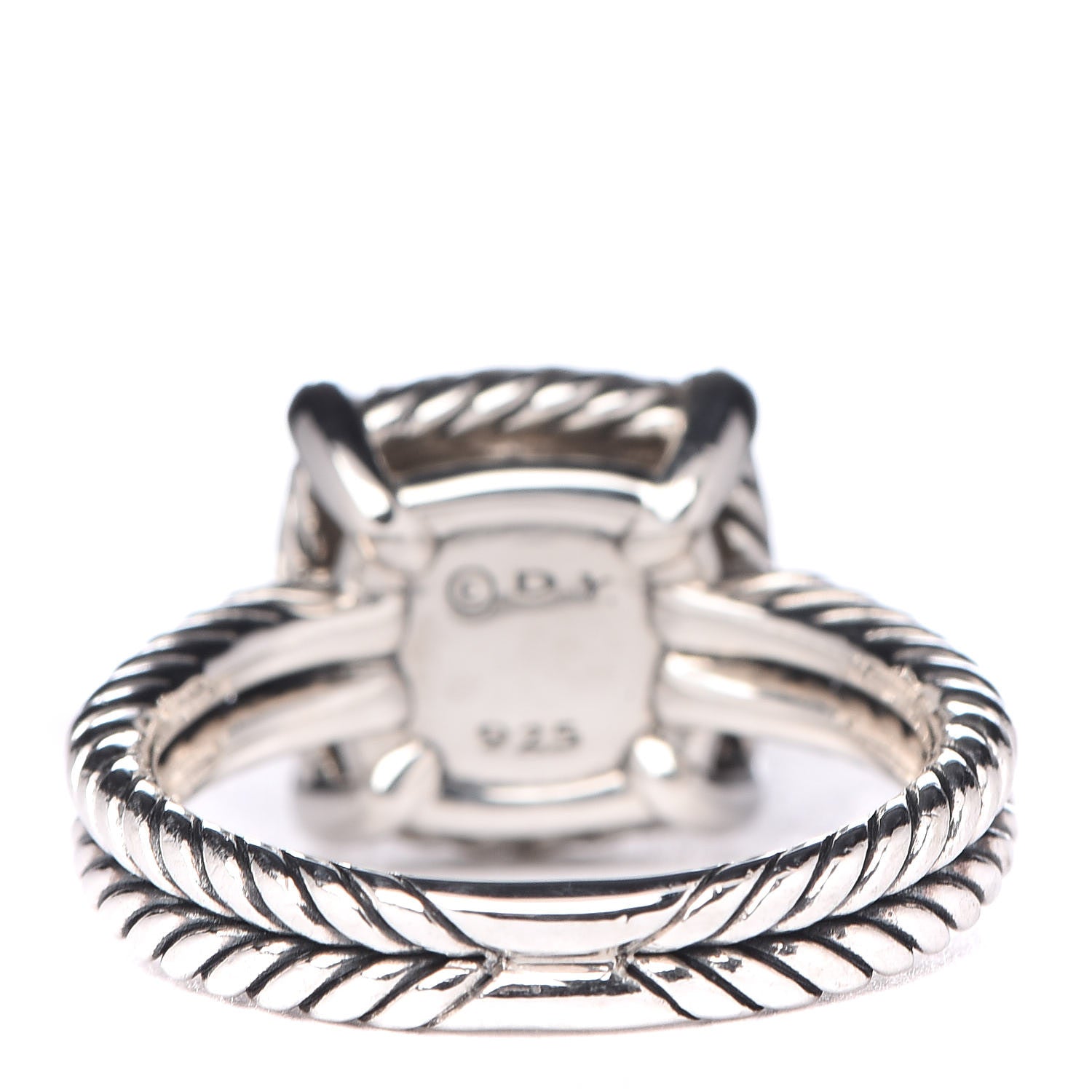 David Yurman Sterling Silver Diamond Lemon Citrine 9mm Chatelaine Pave Bezel Ring 50 5.5 4 of 5