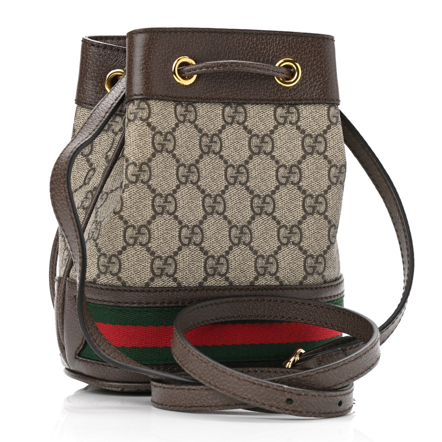 GG Supreme Monogram Web Mini Ophidia Bucket Bag Brown