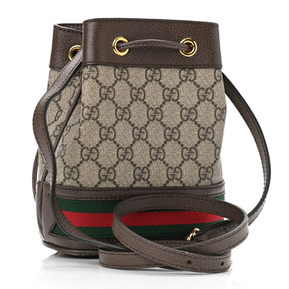 Gucci GG Supreme Monogram Web Mini Ophidia Bucket Bag Brown 4 of 11