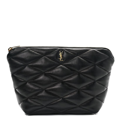 Saint Laurent Lambskin Monogram Medium Sade Puffer Pouch Black 1 of 9