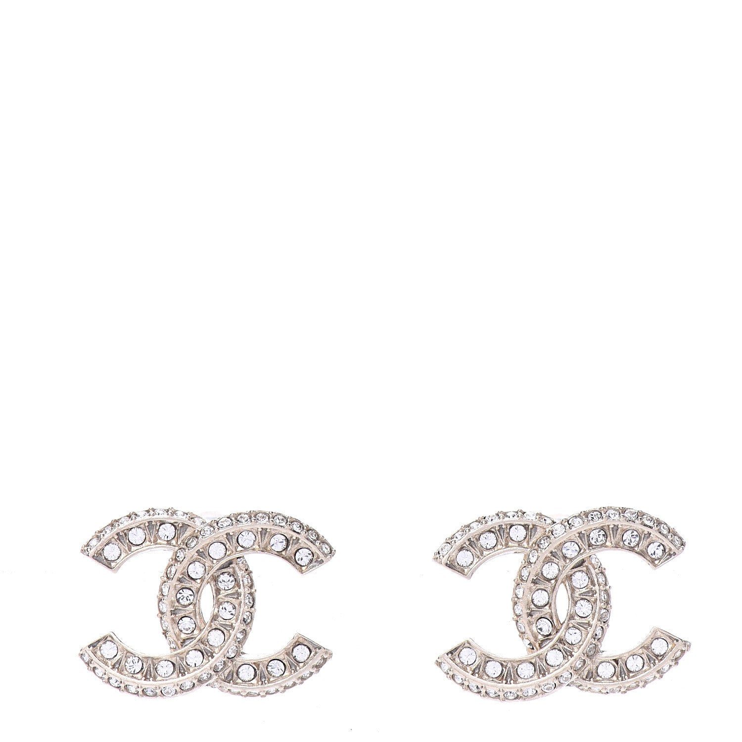 Chanel Crystal Timeless CC Earrings Light Gold 1 of 5