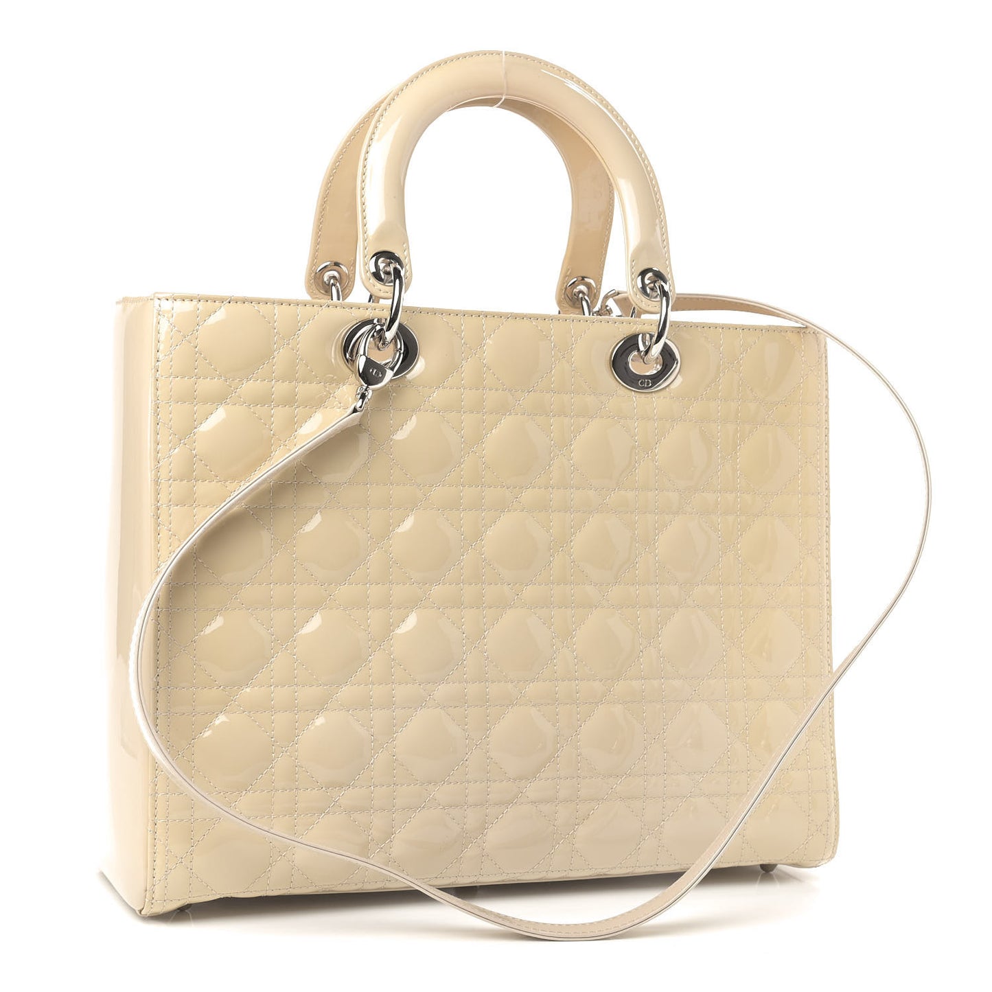 Patent Cannage Large Lady Dior Beige