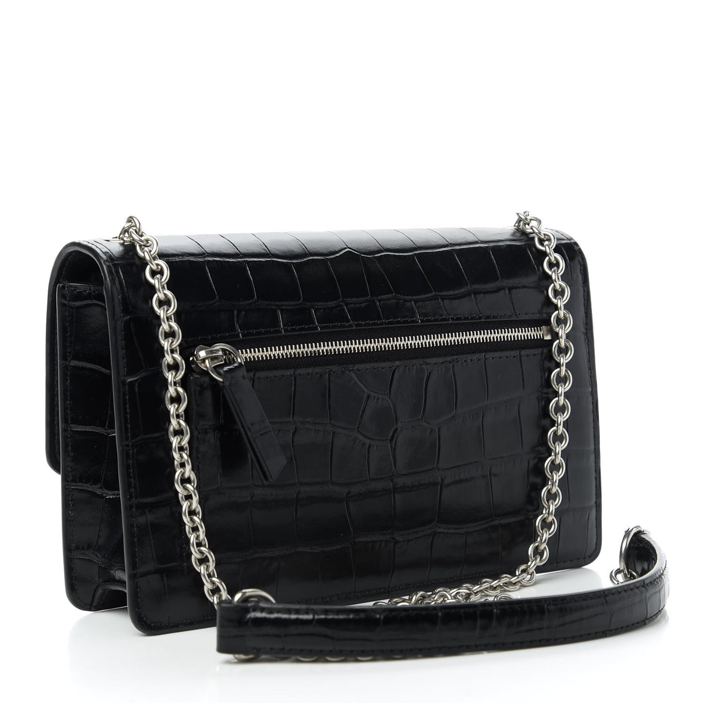 Crocodile Embossed Calfskin Small Darley Black