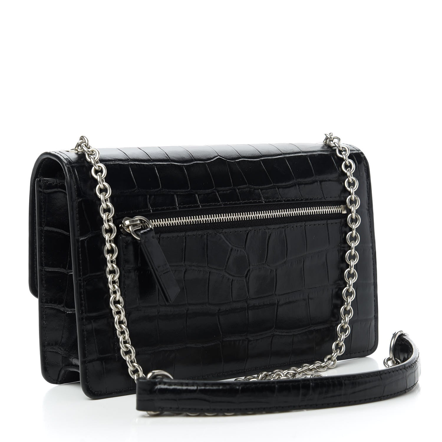 Mulberry Crocodile Embossed Calfskin Small Darley Black 3 of 11