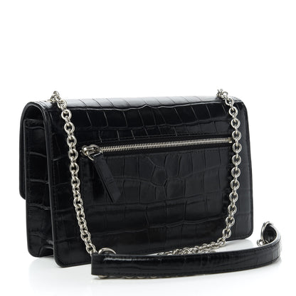 Mulberry Crocodile Embossed Calfskin Small Darley Black 3 of 11