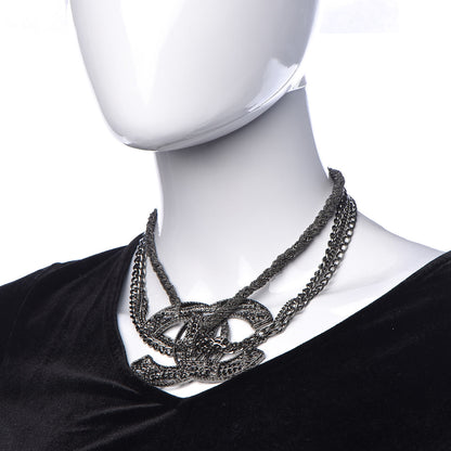 Chanel Ruthenium Multi Strand Chain CC Short Necklace 2 of 7