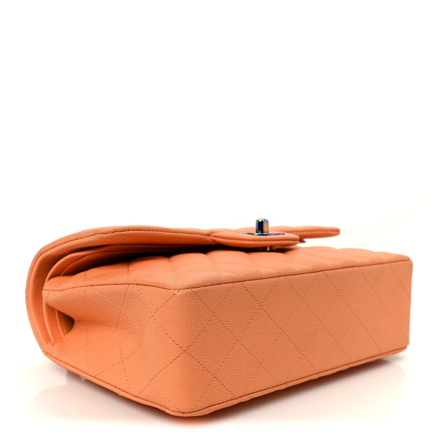 Chanel Caviar Quilted Rainbow CC Small Double Flap Orange 4 of 11