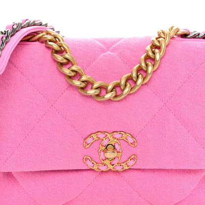 Chanel Denim Quilted Medium Chanel 19 Flap Neon Pink 8 of 10