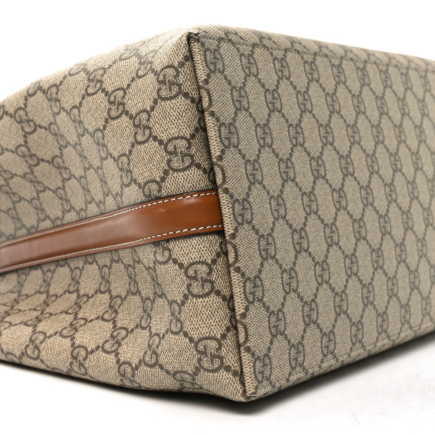 GG Supreme Monogram Emblem Large Tote Bag Beige Dark Brown