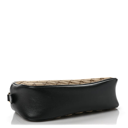 Gucci Monogram Matelasse Diagonal Small GG Marmont Chain Shoulder Bag Beige Black 4 of 7