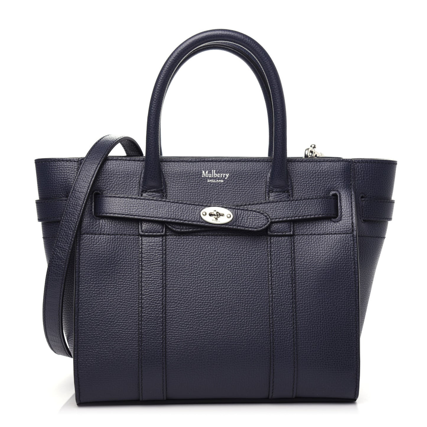 Grained Vegetable Calfskin Mini Zipped Bayswater Navy