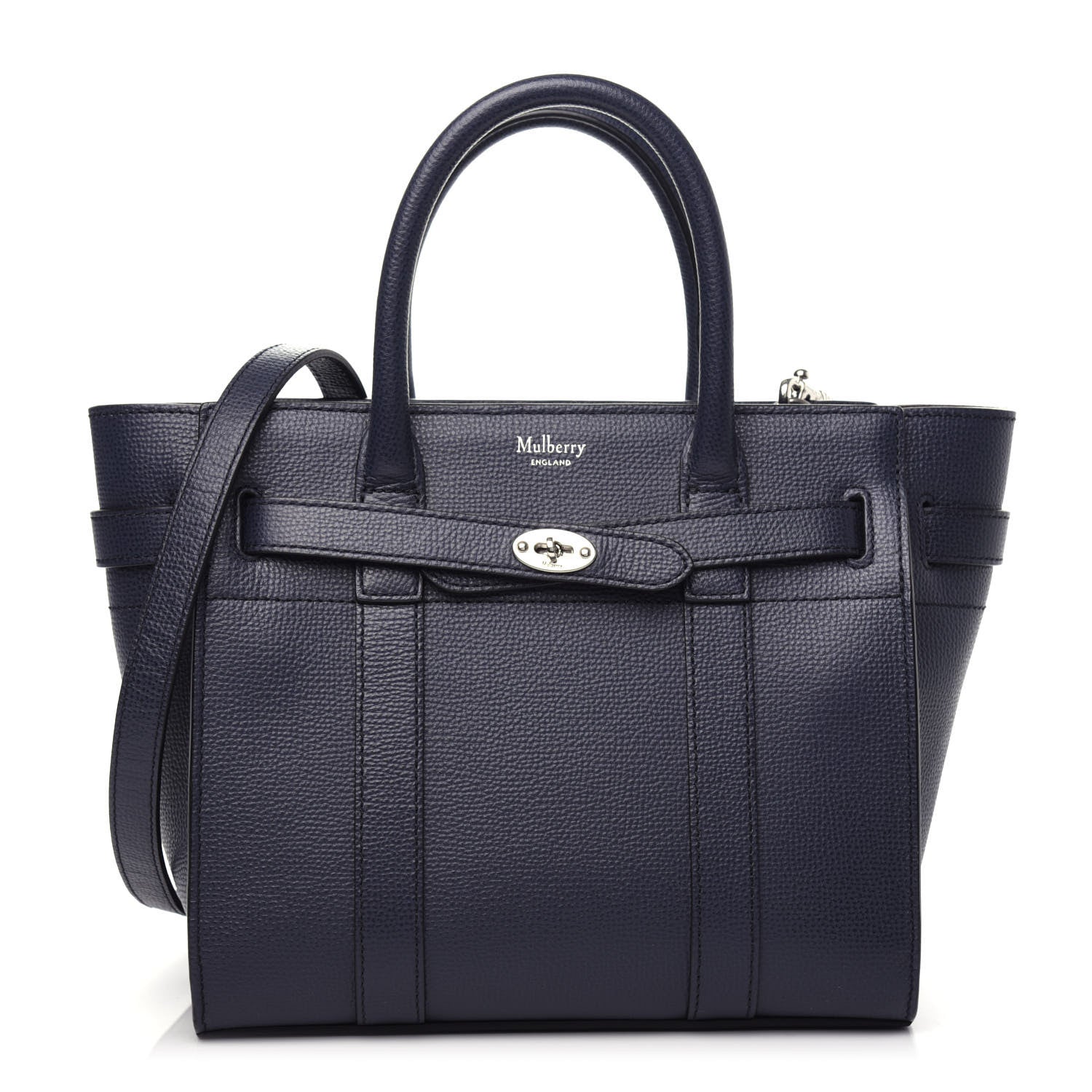 Mulberry Grained Vegetable Calfskin Mini Zipped Bayswater Navy 1 of 8