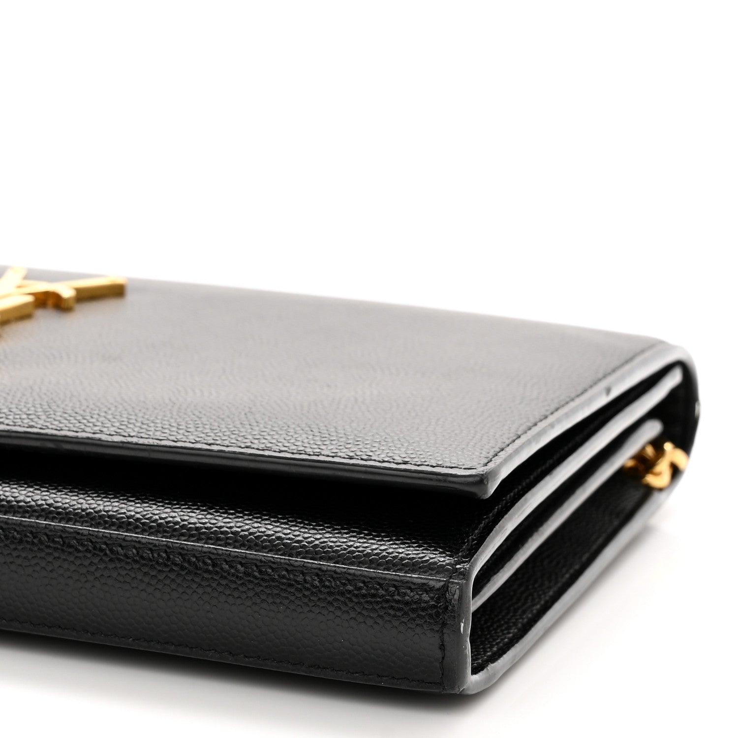Saint Laurent Grain De Poudre Monogram Chain Wallet Black 10 of 17