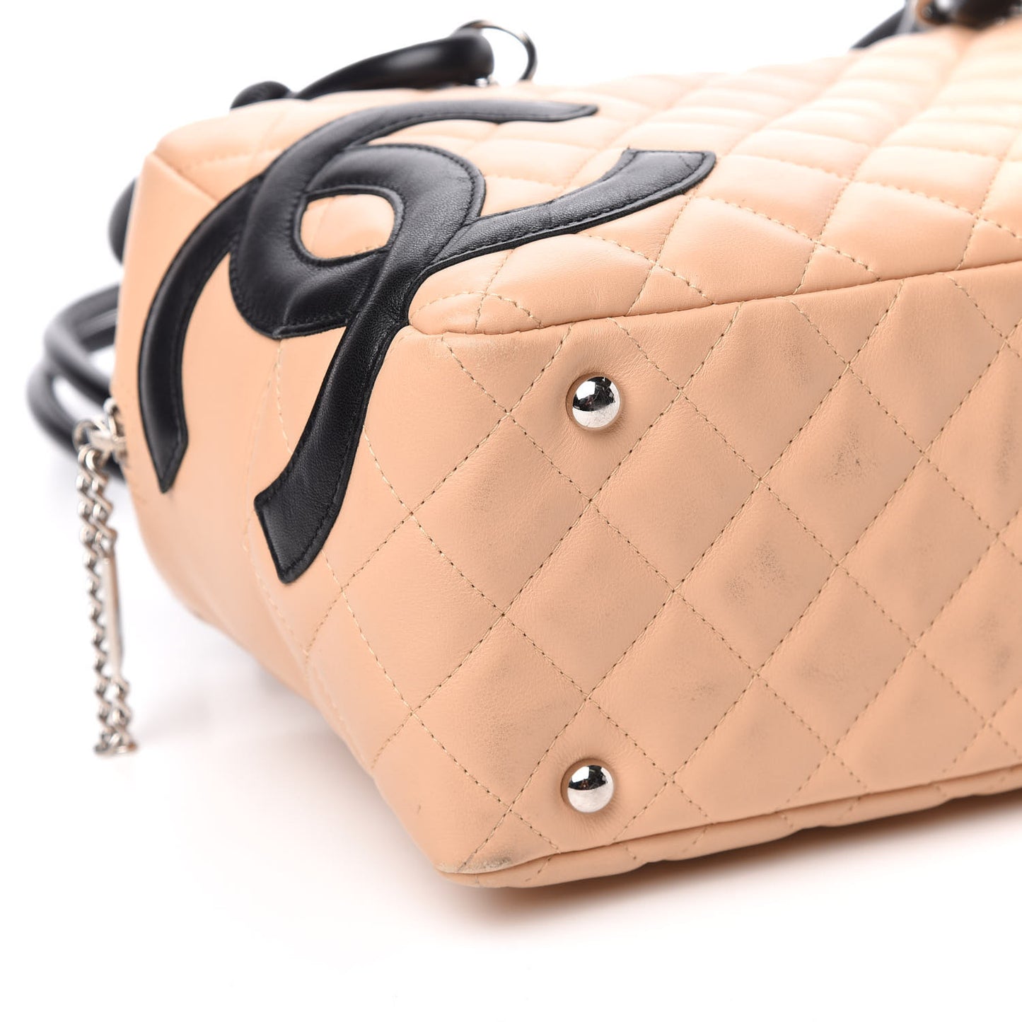 Calfskin Quilted Large Cambon Bowler Beige Black