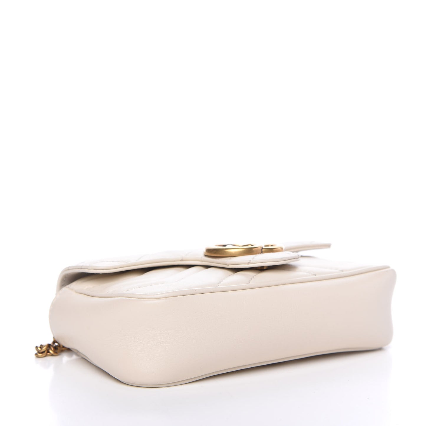Calfskin Matelasse Super Mini GG Marmont Shoulder Bag White