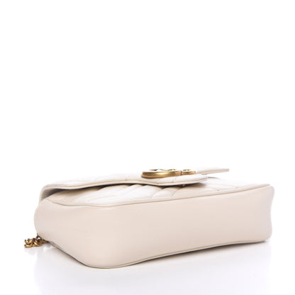 Gucci Calfskin Matelasse Super Mini GG Marmont Shoulder Bag White 4 of 9