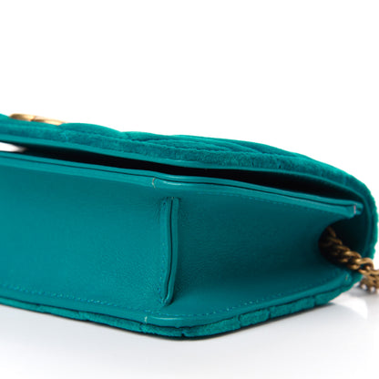 Gucci Velvet Matelasse GG Marmont Mini Bag Pavone Cyan 7 of 9
