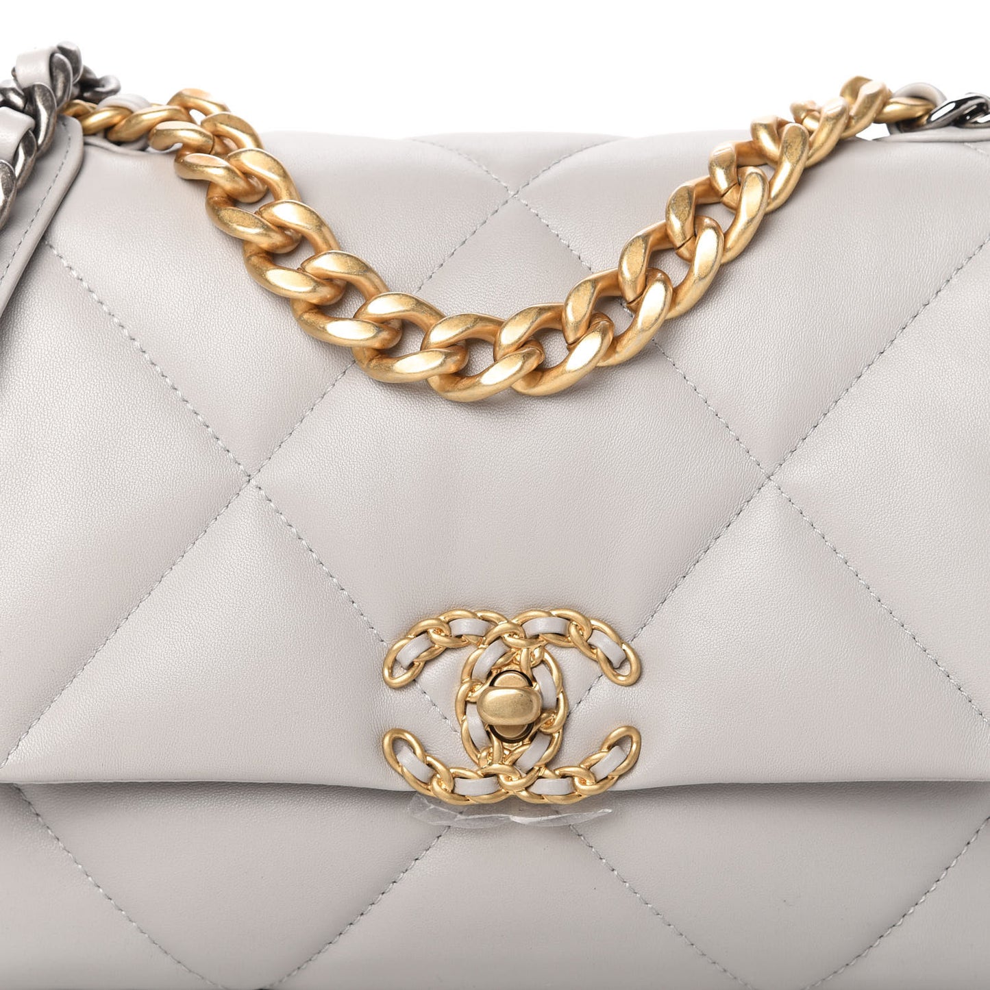 Lambskin Quilted Medium Chanel 19 Flap Grey