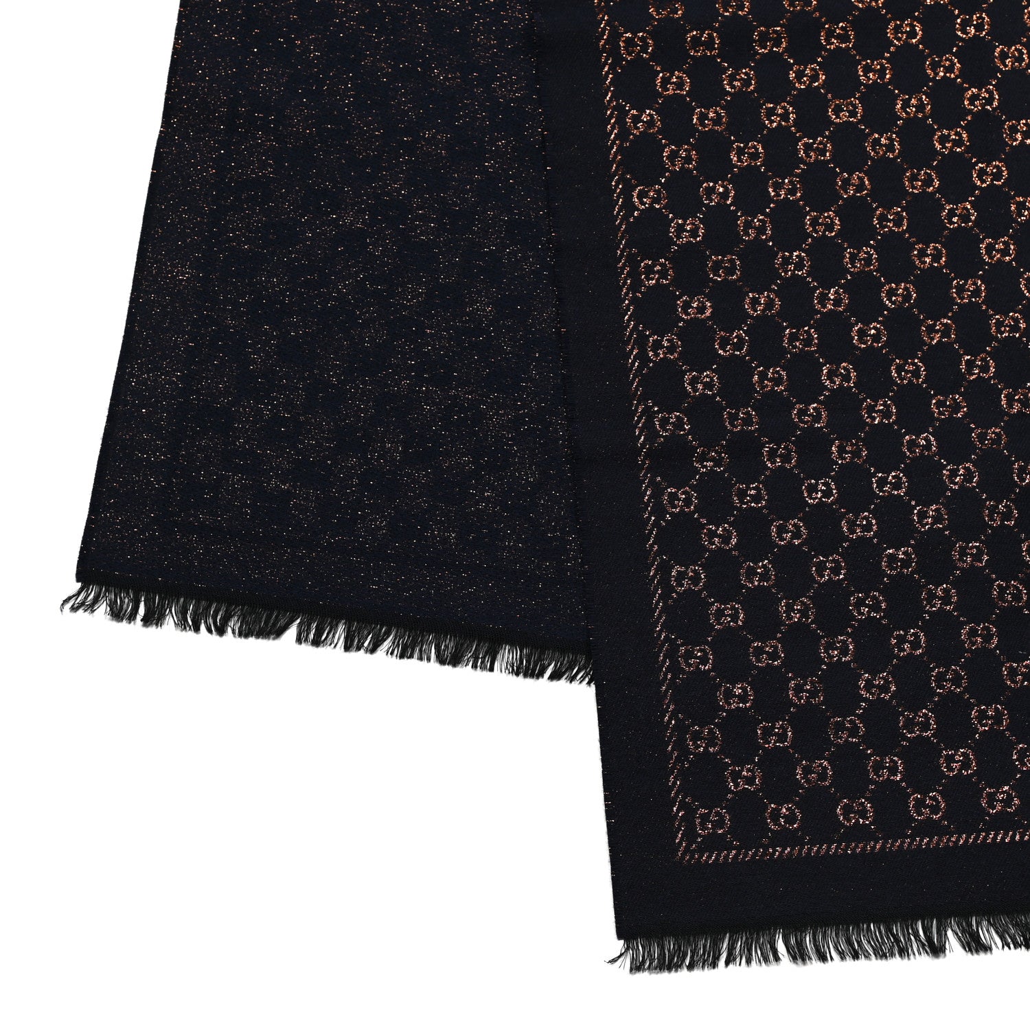 Gucci Wool Silk Jacquard GG Monogram Stenix Scarf Navy Yellow 3 of 5