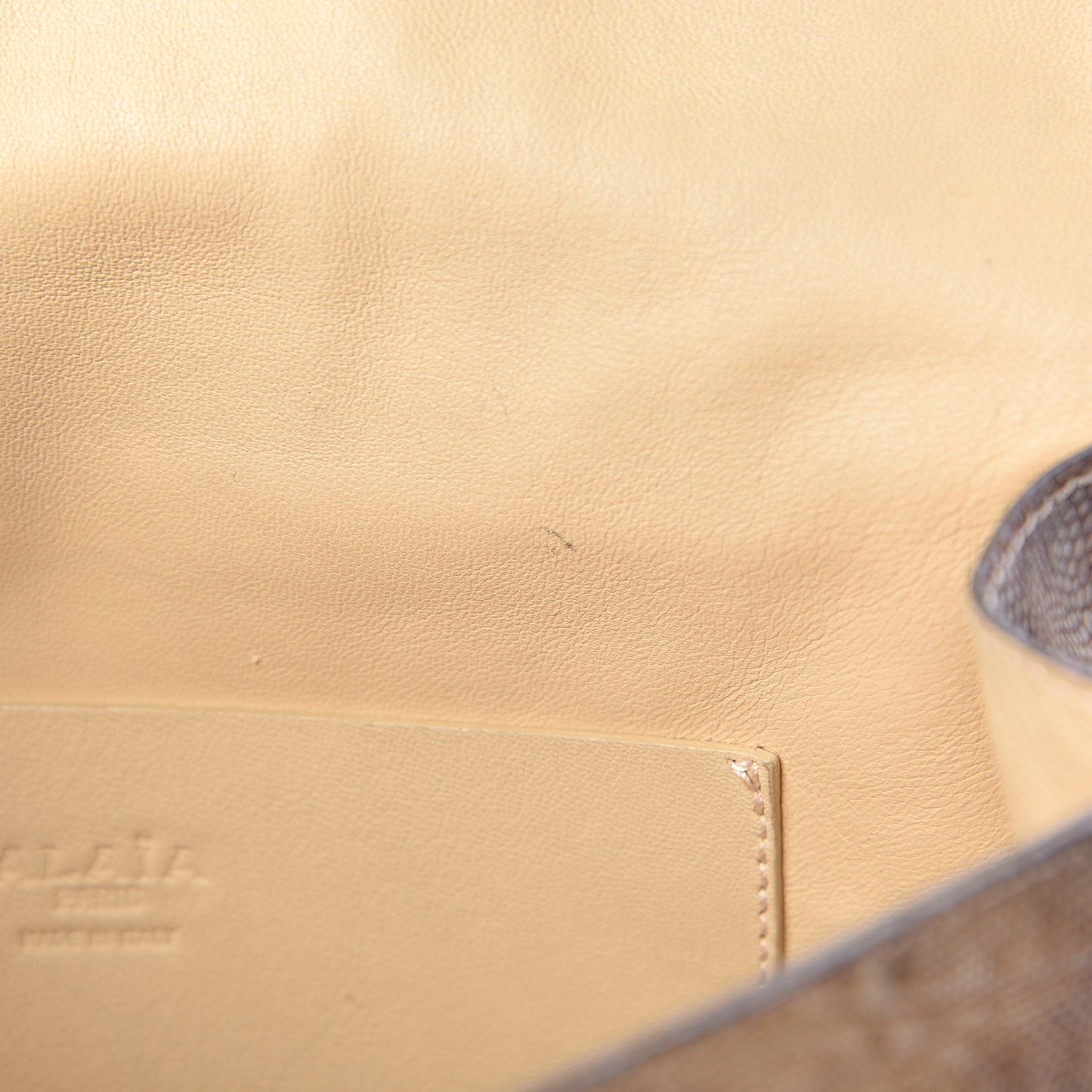 Lizard Calfskin Embossed Top Handle Flap