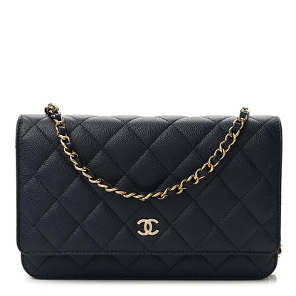 Chanel Caviar Quilted Wallet On Chain WOC Navy Blue 1 of 12