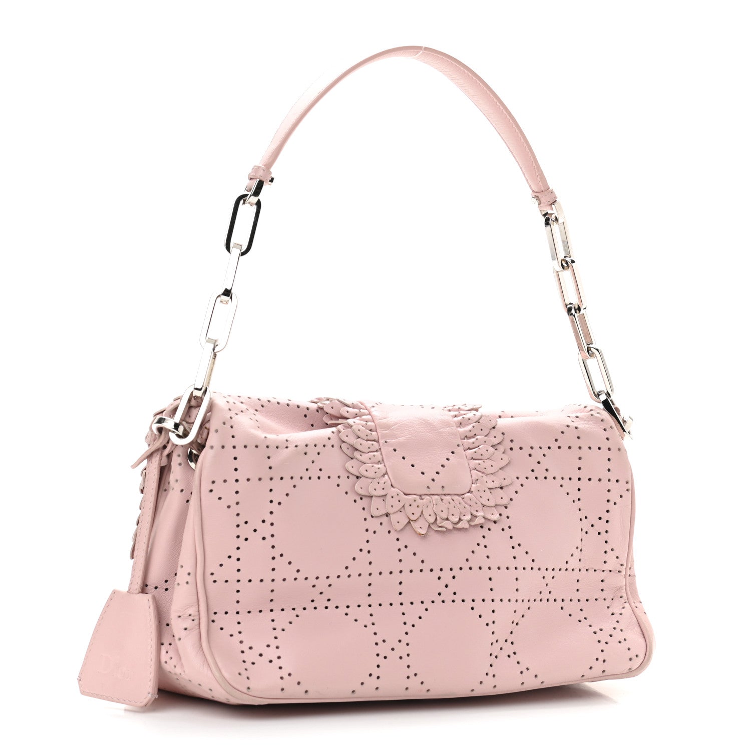 Christian Dior Lambskin Cannage Ruffle New Lock Flap Pink 3 of 12