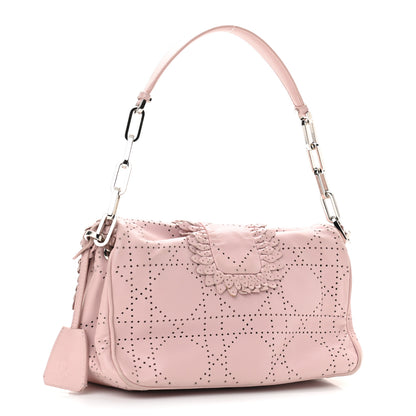Christian Dior Lambskin Cannage Ruffle New Lock Flap Pink 3 of 12
