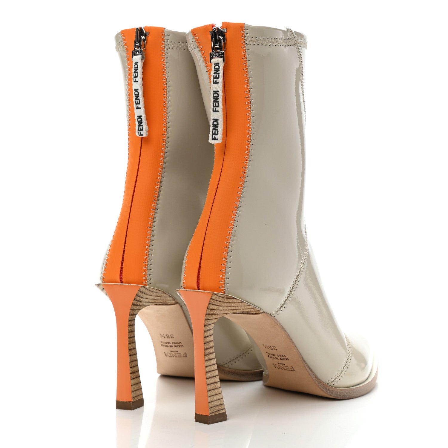 Fendi Glossy Neoprene FFrame Ankle Boots 36.5 Pietra 4 of 8